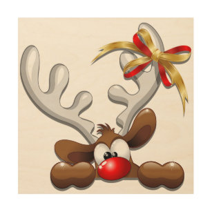 Reindeer Puzzled Funny Christmas Character Wood Wall Art