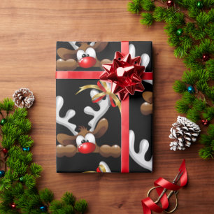 Reindeer Puzzled Funny Christmas Character Wrapping Paper