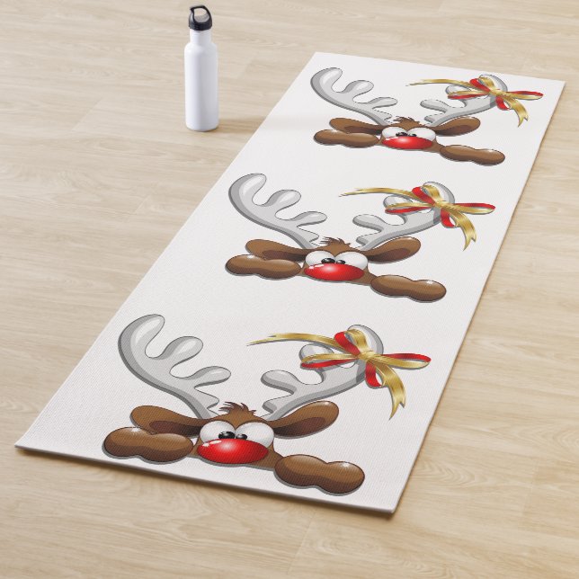 Reindeer Puzzled Funny Christmas Character Yoga Mat (In Situ)