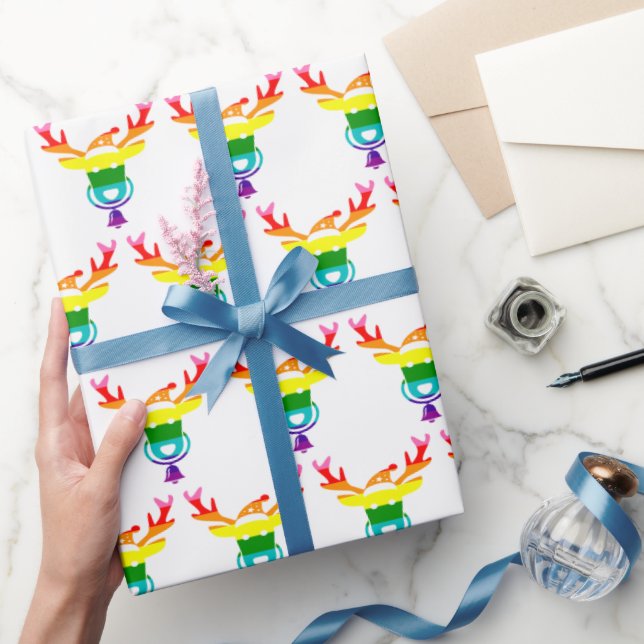 Reindeer Rainbow Pride Flag LGBTQ Christmas Wrapping Paper (Gifting)