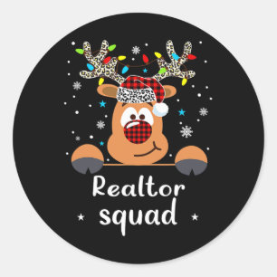 Reindeer Realtor Squad Christmas School Matching Classic Round Sticker