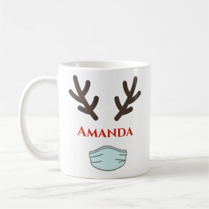 Reindeer red bow with mask- Merry christmas Coffee Mug