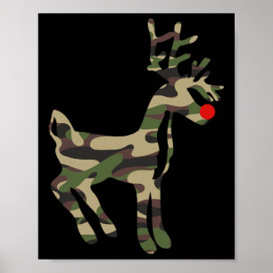 Reindeer Red Nose Camo Camouflage - Xmas Holiday H Poster