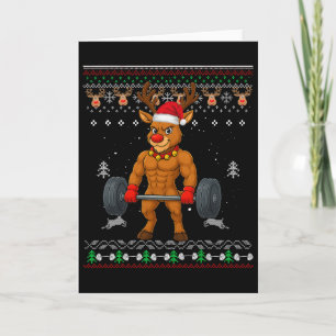 Reindeer Red Nose Gainzdeer Gym Ugly Christmas Ugl Card