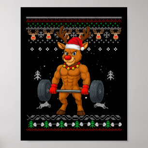 Reindeer Red Nose Gainzdeer Gym Ugly Christmas Ugl Poster