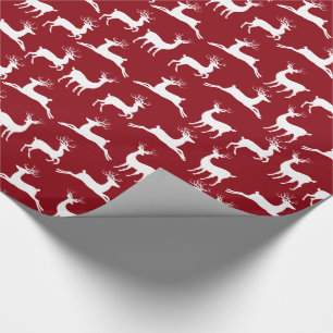 Reindeer Red White Christmas Wrapping Paper