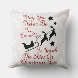 Reindeer Reversible White/ Burgundy Stripe Pillow