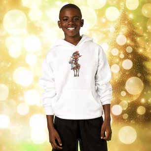 Reindeer Rider Christmas Elf Boy's Hoodie