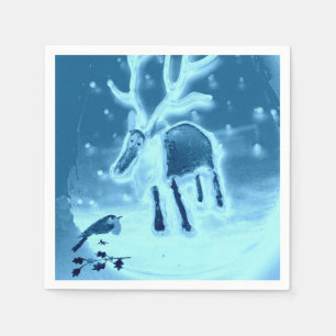 Reindeer Robin in the snow Napkin