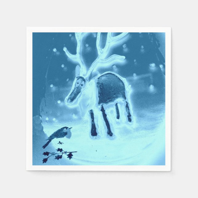 Reindeer Robin in the snow Napkin (Front)