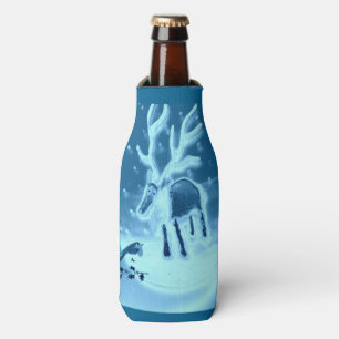 Reindeer Robin Snow Cute Christmas Bottle Cooler