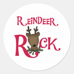 Reindeer Rock Christmas Holidays Classic Round Sticker