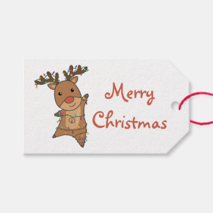 Reindeer Rudolf Christmas Fairy Lights Sweet Truck Gift Tags