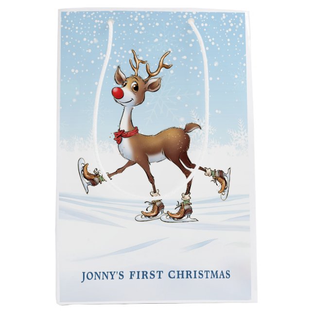 Reindeer Rudolph Baby First Christmas Gift Bag (Front)