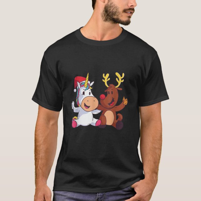 Reindeer Rudolph Christmas Ren Red Nosed Unicorn G T-Shirt (Front)