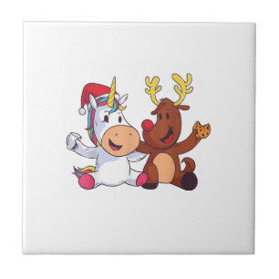 Reindeer Rudolph Christmas Ren Red Nosed Unicorn G Tile