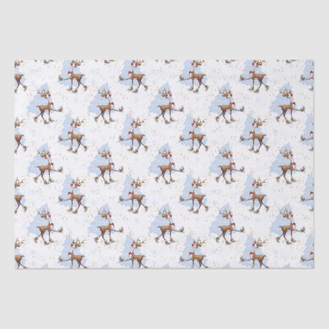 Reindeer Rudolph Christmas  Tissue Paper (Front)