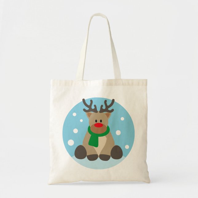 Reindeer Rudolph Christmas Winter December Tote Bag (Front)