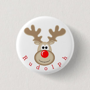 Reindeer Rudolph red nose 3 Cm Round Badge