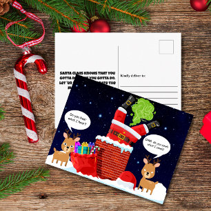 Reindeer’s Smelly Christmas Funny Cartoon Holiday Postcard