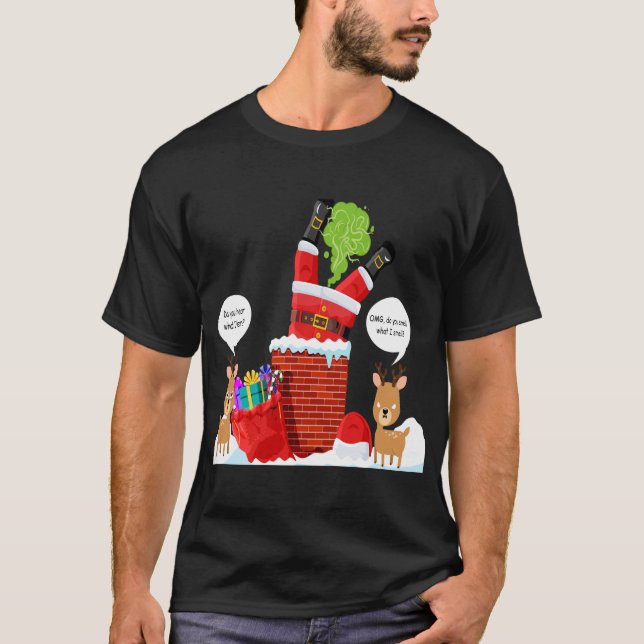 Reindeer’s Smelly Christmas Funny Cartoon T-Shirt (Front)