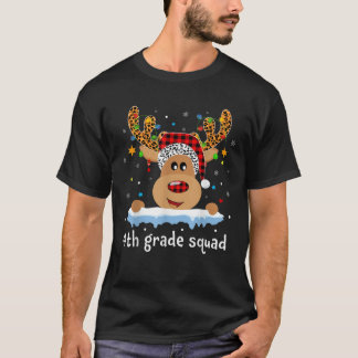 Reindeer Santa 4th Grade Squad Teacher Student Chr T-Shirt
