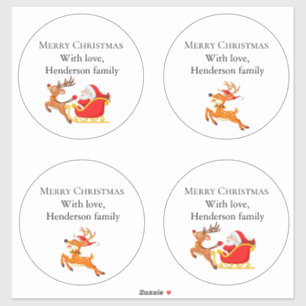 Reindeer Santa Claus Custom-Cut Vinyl Sticker