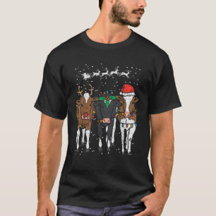 Reindeer Santa Cows Funny Farm Christmas Animal Lo T-Shirt