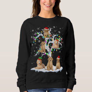 Reindeer Santa ELF Goldendoodle On Christmas Tree Sweatshirt