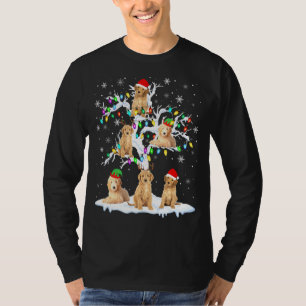 Reindeer Santa Elf Goldendoodle On Christmas Tree T-Shirt