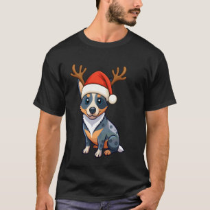 Reindeer Santa Hat Australian Cattle Christmas Fun T-Shirt