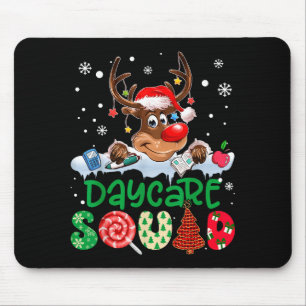 Reindeer Santa Hat Daycare Squad Teacher Christmas Mouse Mat