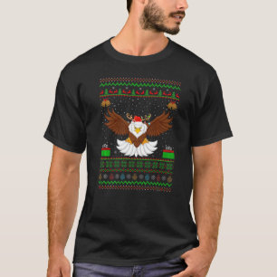 Reindeer Santa Hat Matching Ugly Bald Eagle Christ T-Shirt