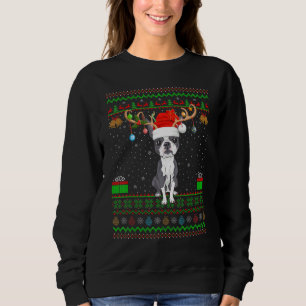 Reindeer Santa Hat Matching Ugly Boston Terrier Ch Sweatshirt
