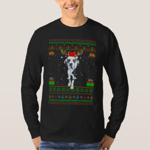 Reindeer Santa Hat Matching Ugly Great Dane Christ T-Shirt