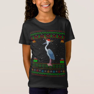 Reindeer Santa Hat Matching Ugly Heron Bird Christ T-Shirt