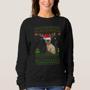 Reindeer Santa Hat Matching Ugly Siamese Cat Chris Sweatshirt