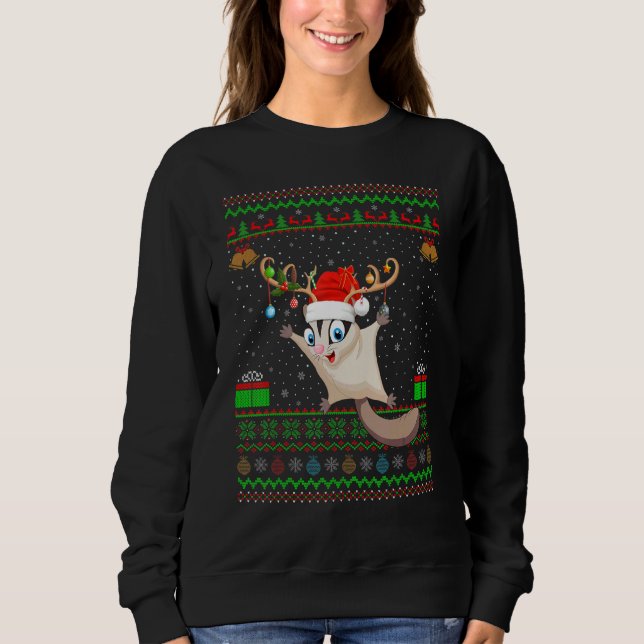 Reindeer Santa Hat Matching Ugly Sugar Glider Chri Sweatshirt (Front)