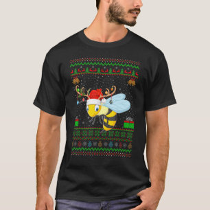 Reindeer Santa Hat Matching Ugly Wasp Bee Christma T-Shirt