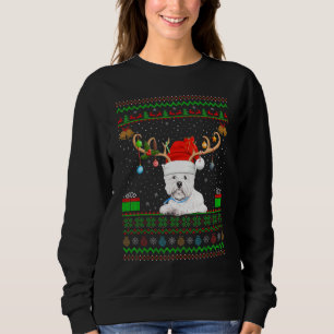 Reindeer Santa Hat Matching Ugly Westie Christmas Sweatshirt