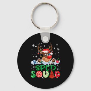 Reindeer Santa Hat Sped Squad Teacher Funny Christ Key Ring