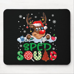 Reindeer Santa Hat Sped Squad Teacher Funny Christ Mouse Mat
