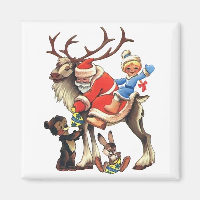 Reindeer Santa Magnet (Front)