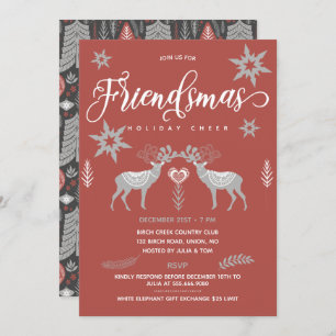 Reindeer Scandinavian Friendsmas Party Invitation