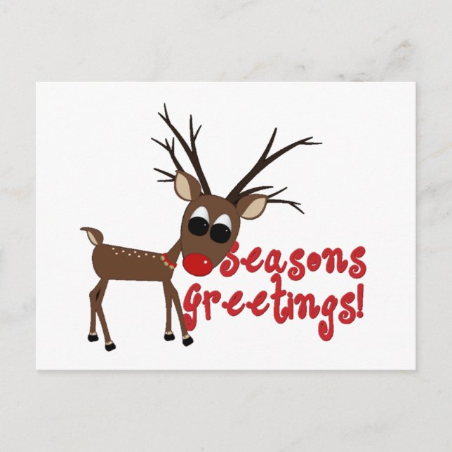 Reindeer Season's Greetings Holiday Postcard (Front)