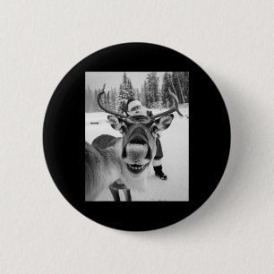 Reindeer Selfie Christmas Party Selfie Funny Reind 6 Cm Round Badge