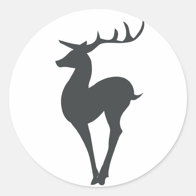 Reindeer Silhouette Classic Round Sticker (Front)