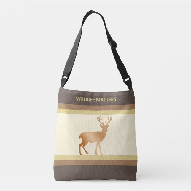 Reindeer silhouette on ivory & brown shades crossbody bag (Back)