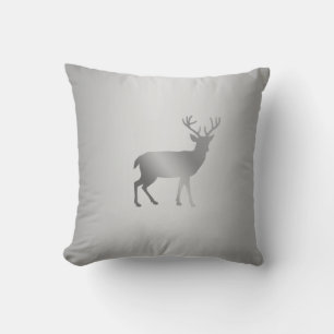 Reindeer silhouette on silver grey gradient cushion