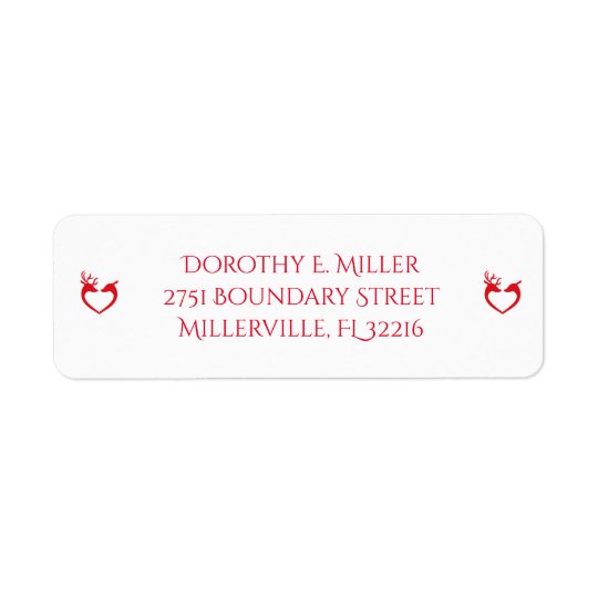 Reindeer Silhouette Red and White Return Address Return Address Label